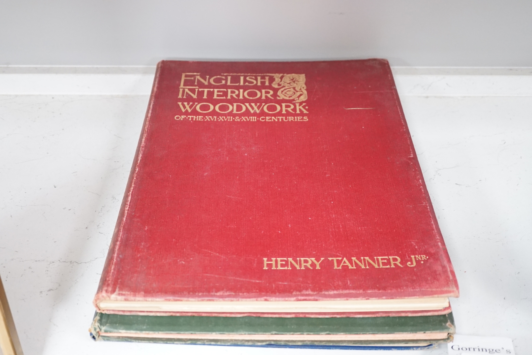 Tanner, Henry; English Interior Woodwork, Saunders, William Bliss; examples of carved oak wood work, Redfarn, WB - Ancient Wood and Iron Work in Cambridge, three vols, and six volumes of Turner’s Water-Colours at Farnley